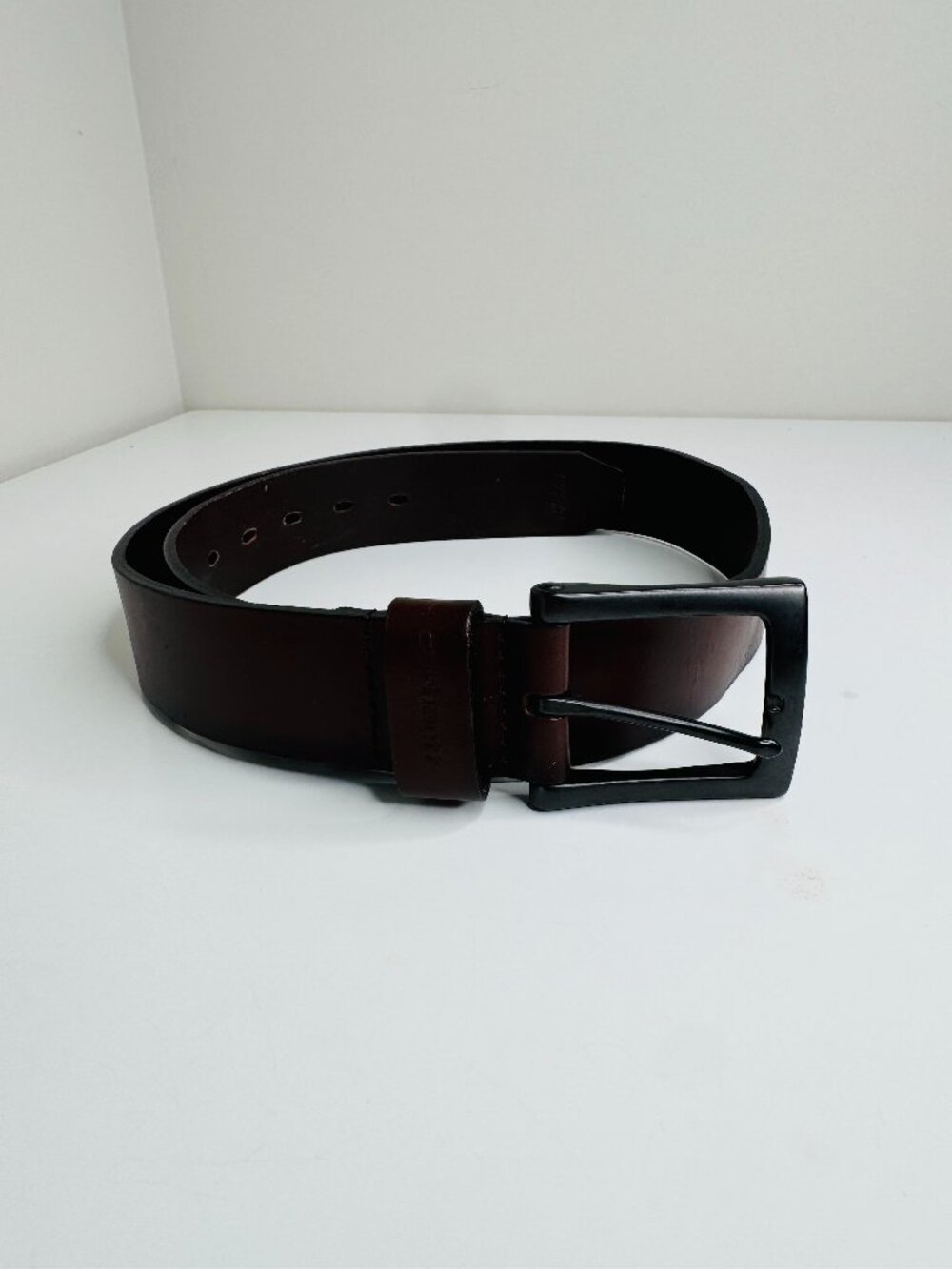 Carhartt Anvil Brown Leather Belt Gunemtal Grey Buckle Mens 35 Style 2203. A few